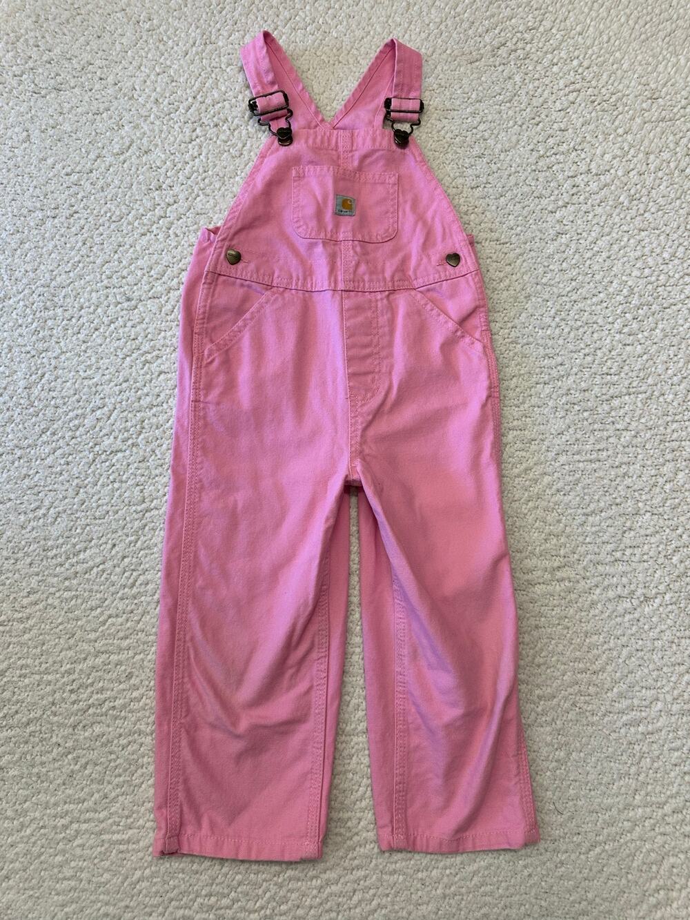 Carhartt Toddler Girls Loose Fit Canvas Bib Overalls Size 3T